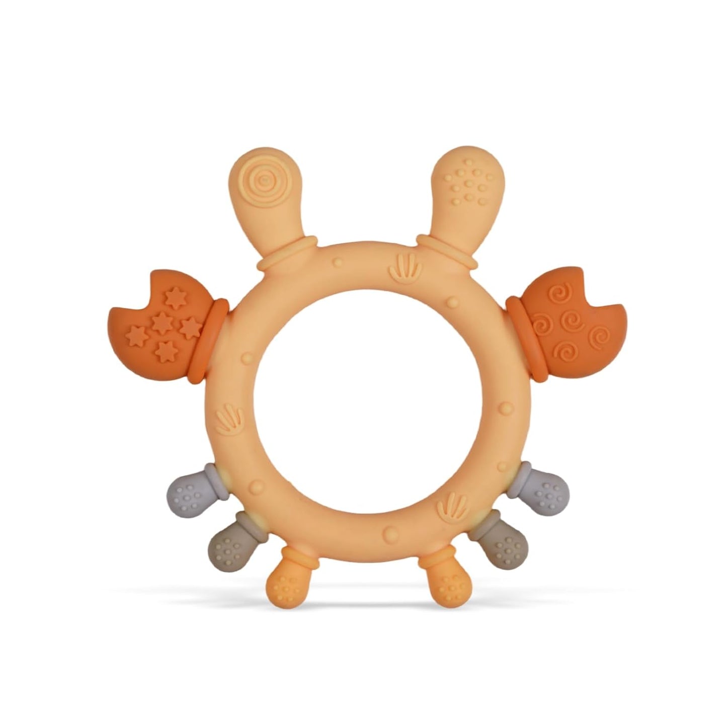 Baby Silicone Teether,Sensory Chew Toys,BPA Free Soft and Effective Infant Teething Pain Relief Toys,Freezer Safe,Food Grade Silicone,Best Shower Gift for Boys and Girls (Crab Ring)