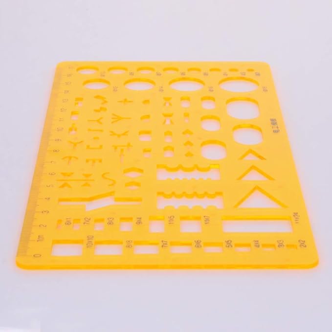 Utoolmart Drafting Templates Geometric Drawing Template Measuring Ruler Yellow