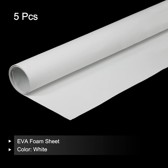 MECCANIXITY EVA Foam Sheets White 19.7 Inch x 17.7 Inch 0.8mm Thick Crafts Foam