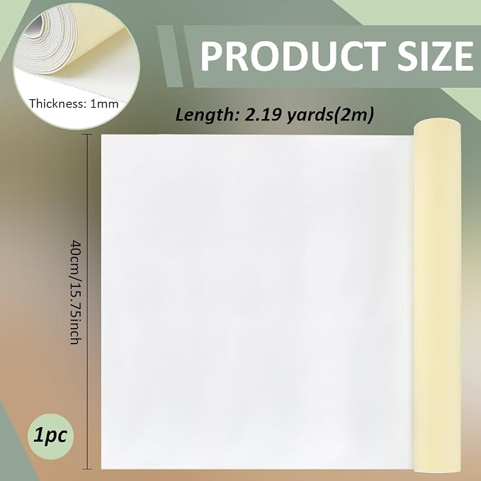 BENECREAT 78.7x15.7 Inch White Self-Adhesive EVA Foam Roll, 1mm Thick Sticky