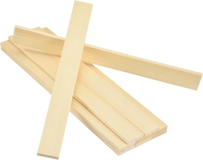 MECCANIXITY 10Pcs Wood Strips Slats, 9/32" x 1‑1/4" x 12" Thin Wood Sticks Flat