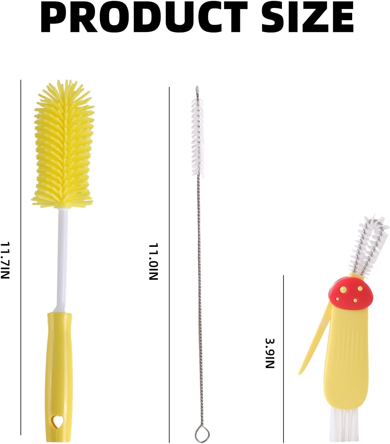 3 Pack Cleaner Brush Kit for Stanley, Bottle Cleaner Brush Set with Straw Brush Cleaner and Cup Lid Cleaning Brush for Stanley Cup, Tumbler Cups, Drinking Glass (Yellow)