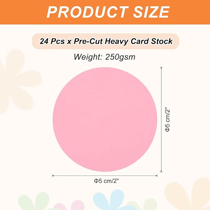 MECCANIXITY 24 Pcs Circle Card Stock, 2 Inch Round Cutouts Paper Thick