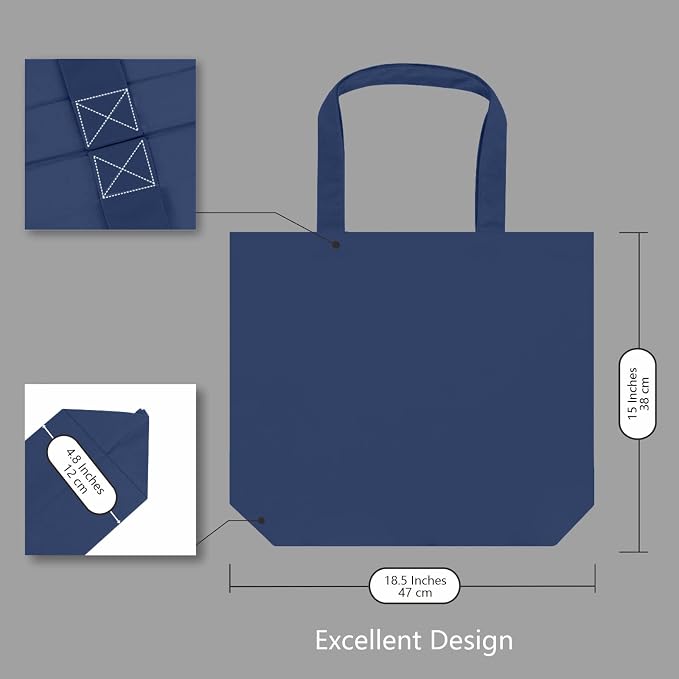 TOPDesign 1-Pack Super Strong Large 12oz Cotton Canvas Tote Bag, Reusable