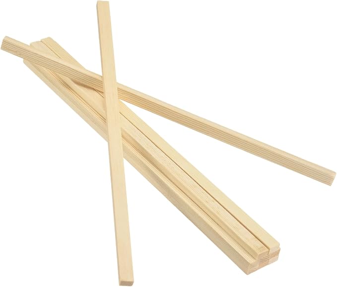 MECCANIXITY 10Pcs Wood Strips Slats, 9/32" x 3/8" x 12" Thin Wood Sticks Flat