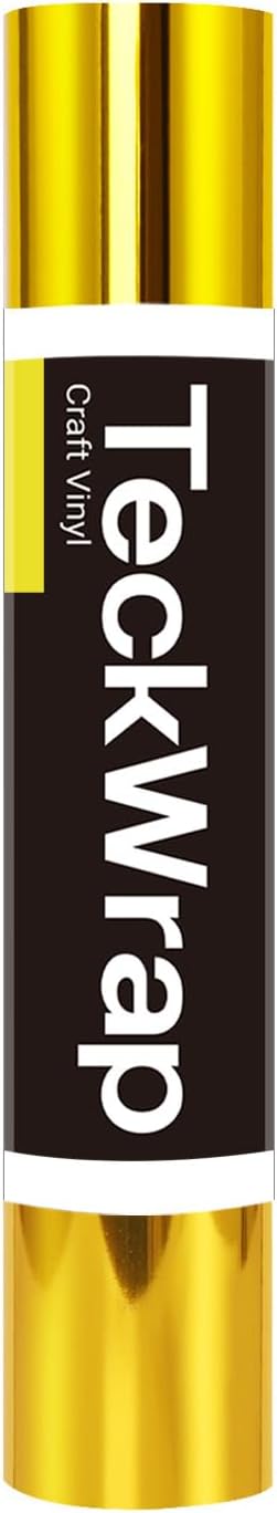 TECKWRAP Chrome Gold Adhesive Vinyl Bubble Free Permanent Vinyl 1ft x 5ft –
