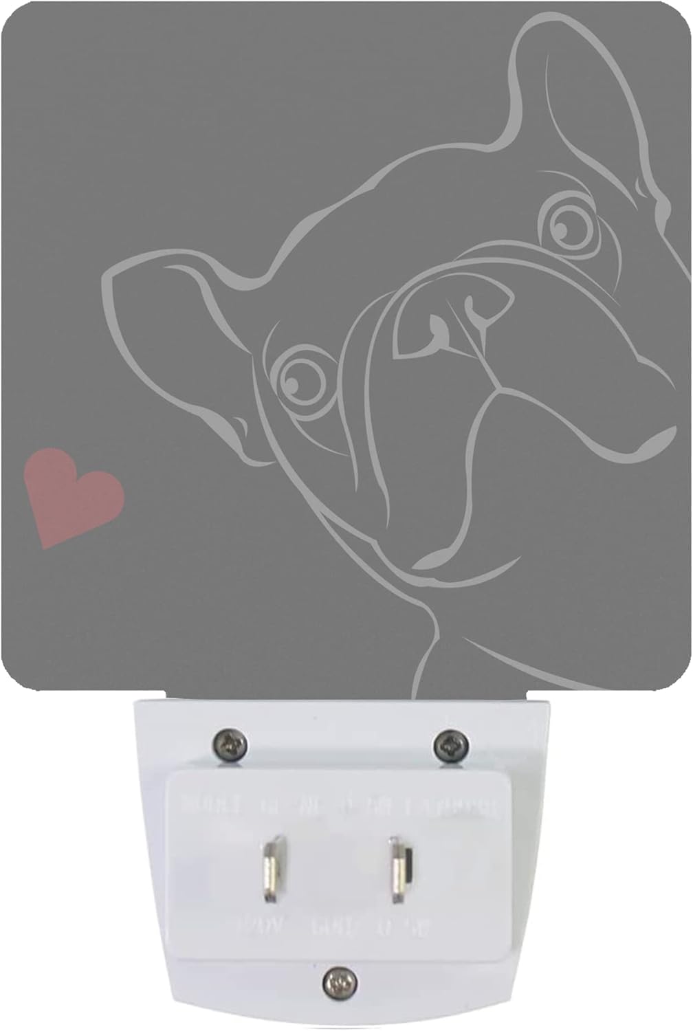 French Bulldog Dog red Heart Night Light Plug-in LED Nightlights Auto Sensor Night Lamp Dusk-to-Dawn Lamp Home Decor for Nursery Children Girls Boys