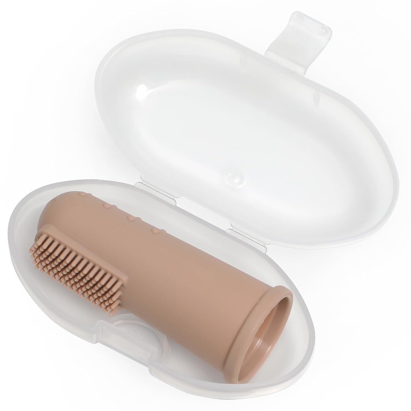 Baby Finger Toothbrush with Case, Food Grade Silicone, BPA Free, 2-Pack (Dusty Lilac+Apricot)