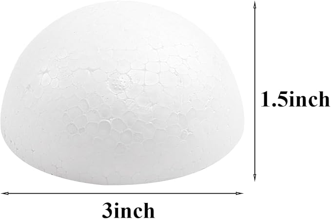 Crafjie 10PCS 3 Inchs Half Foam Balls White Half Round Polystyrene Foam Balls