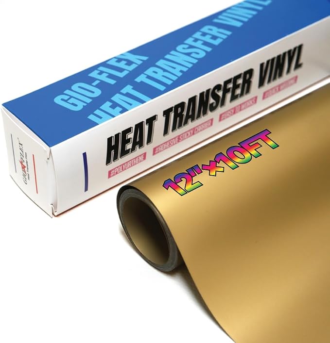 PU Heat Transfer Vinyl 12"×10ft Roll Gold – HTV