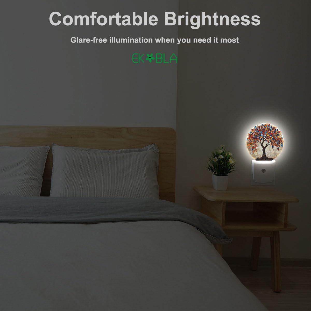 EKOBLA Colored Seasons Tree LED Night Light Tree with Colorful Leaves Dusk to Dawn Plug-in Nightlights Auto Sensor for Home Indoor Bathroom Hallway Kitchen