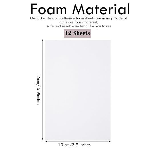Outus 12 Sheets Self Adhesive Foam Sheets Craft 6 x 4 Inch White Double Sided