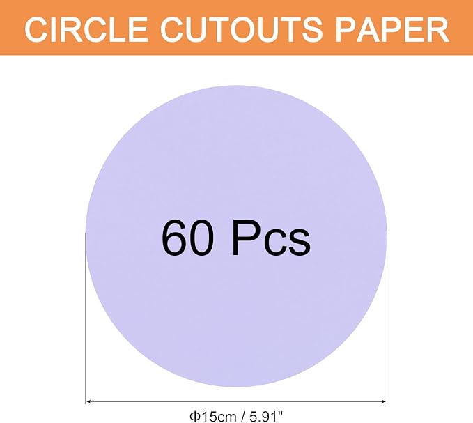 MECCANIXITY 60 PCS Light Purple Circle Cutouts Paper, 6 Inch Round Cutouts