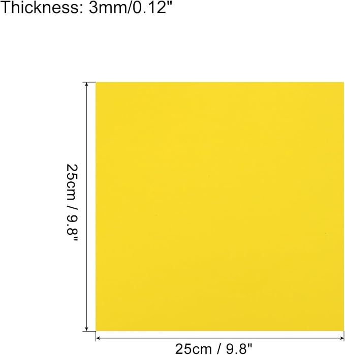 MECCANIXITY EVA Foam Sheets Yellow 9.8 Inch x 9.8 Inch 3mm Thick Crafts Foam