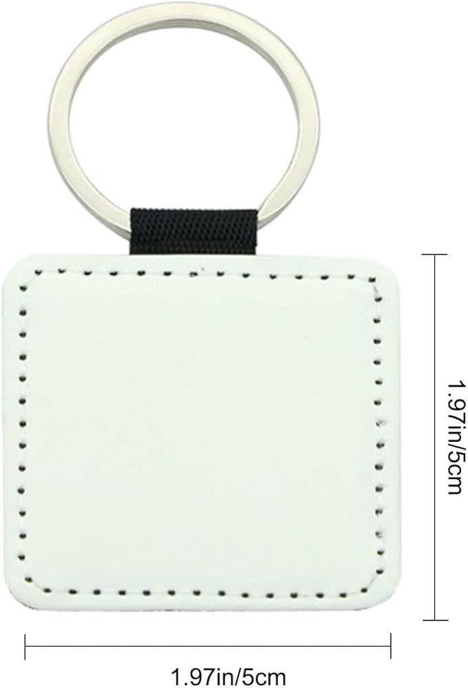 12 Pcs Sublimation Blank Keychains, PU Leather White Keychains Ornament Pendants