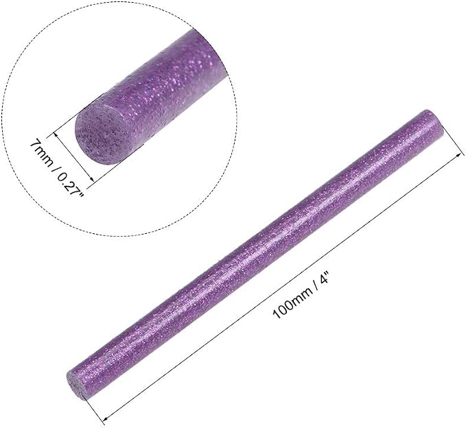 uxcell Mini Hot Glue Sticks for Glue Gun 0.27-inch x 4-inch Purple Glitter 10pcs