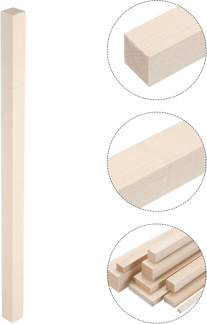MECCANIXITY 6pcs Wood Sticks, 5/7"x 5/7" x 15" Rectangle Wooden Cube Wood