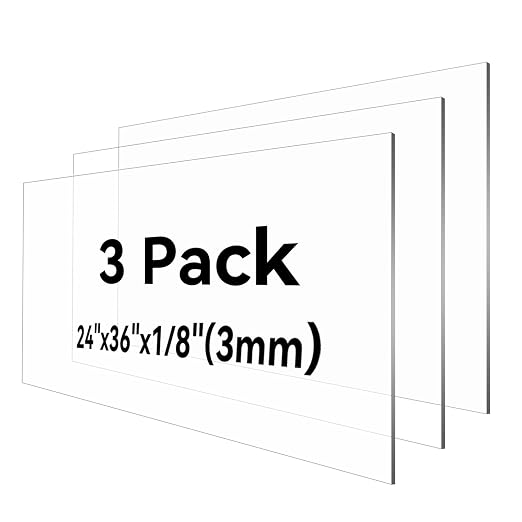 HUAZI 3PACK Plexiglass Sheet 1/8'' Thick 24×36inches Clear Acrylic Sheets