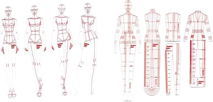 DYNWAVE 8 Pcs French Curve Template Ruler Set, Sewing Humanoid Patterns Design