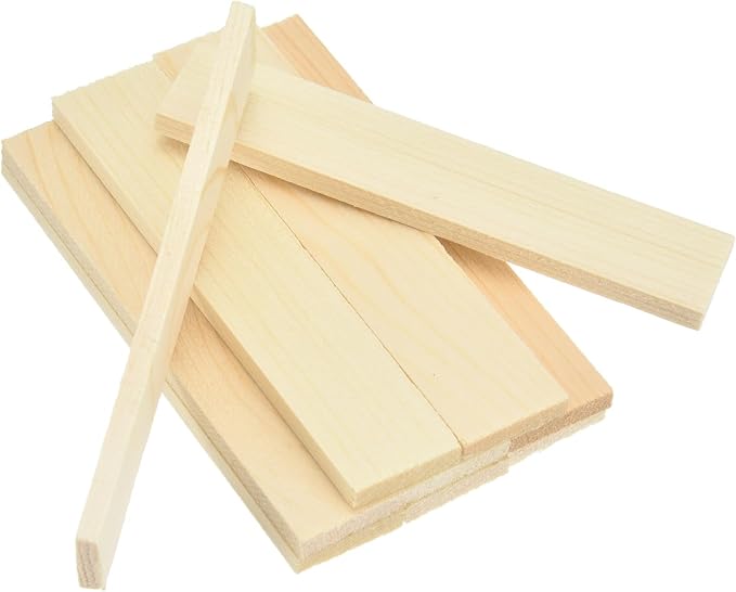MECCANIXITY 10Pcs Wood Strips Slats, 5/32" x 7/8" x 4" Thin Wood Sticks Flat
