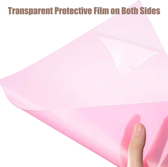 10-Pack A4 Colored PVC Flexible Plastic Sheets, 0.3mm Pink Transparent Film