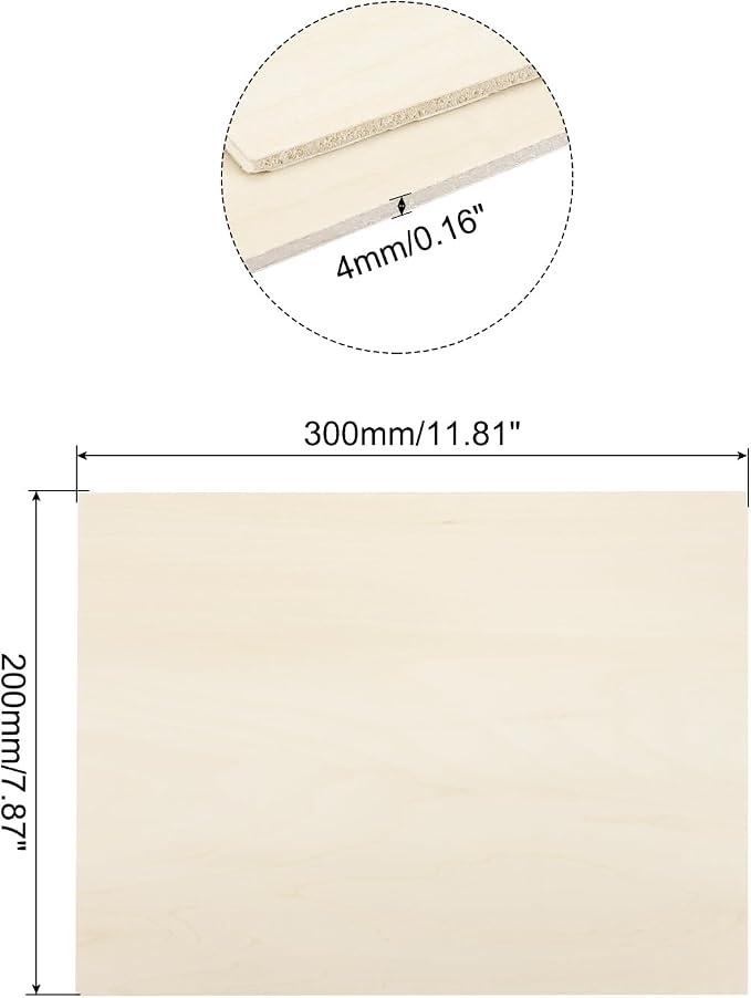 MECCANIXITY 3pcs Basswood Sheets 7.9 x 12 x 5/32 Inch Unfinished Wood Boards