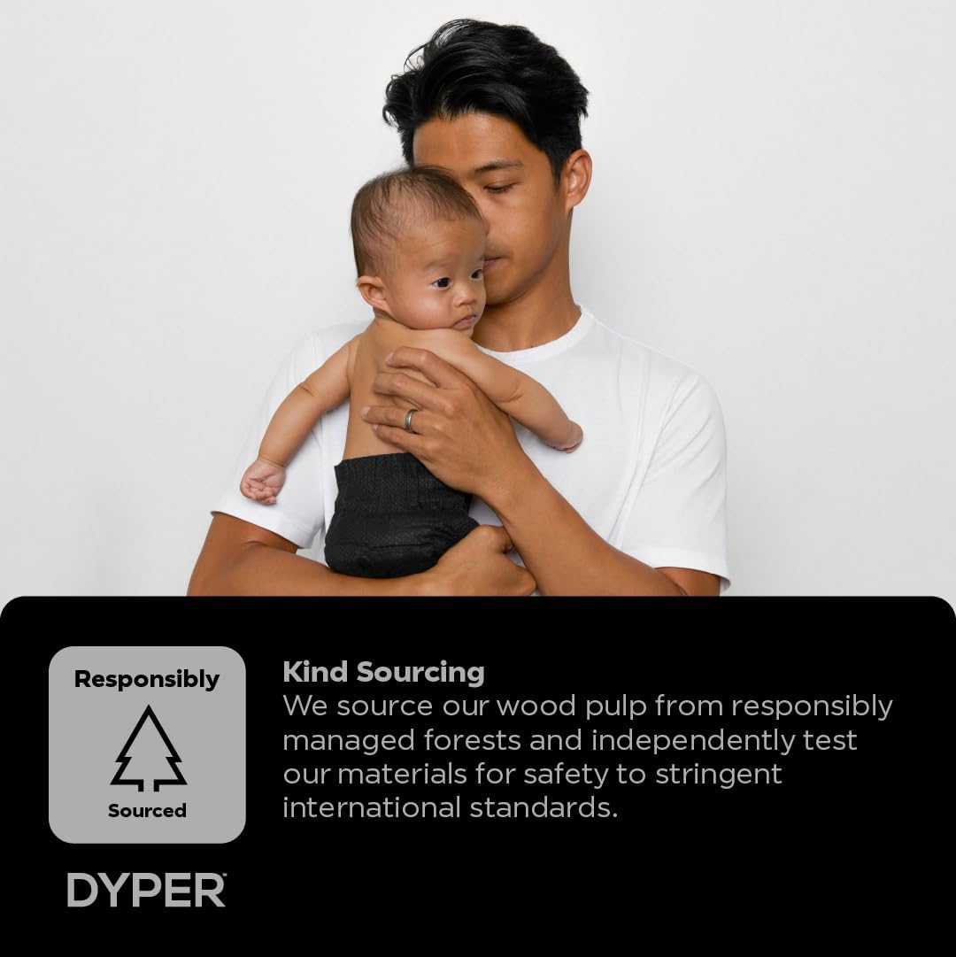 DYPER - Charcoal Enhanced Day & Overnight Disposable Baby Diapers - Made with Plant-Based* & Honest Ingredients, Hypoallergenic for Sensitive Skin - Size 4, (44 Count)