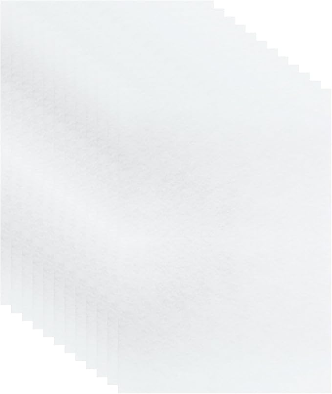 12 Pcs White Felt Sheets, 8 x 12 Inch, 1mm Thick | Felt Fabric