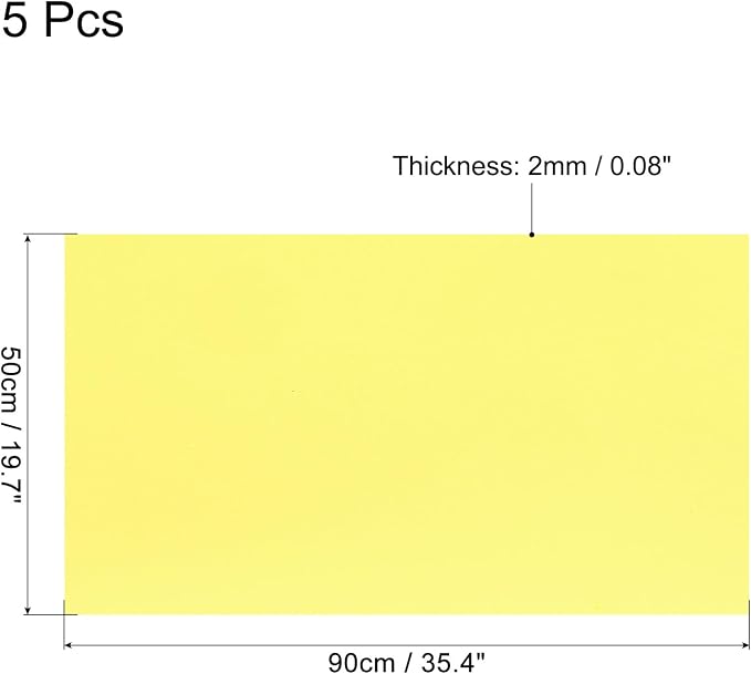 MECCANIXITY EVA Foam Sheets Bright Yellow 35.4 Inch x 19.7 Inch 2mm Thick