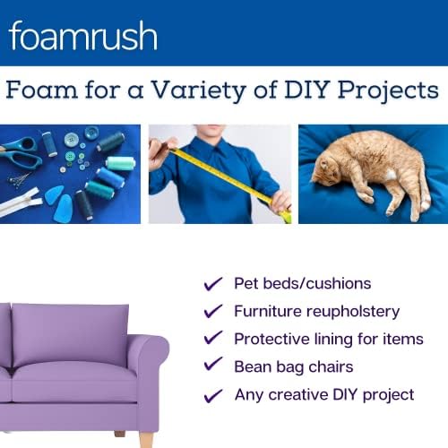 FoamRush 4" x 36" x 36" Gel Memory Foam Upholstery Square Cushion Medium Firm