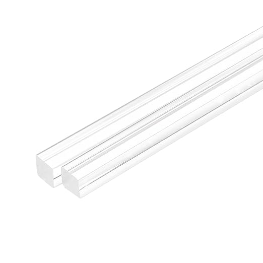MECCANIXITY 2pcs Acrylic Square Rods 11/16" x 12" Clear Acrylic Dowel Rods