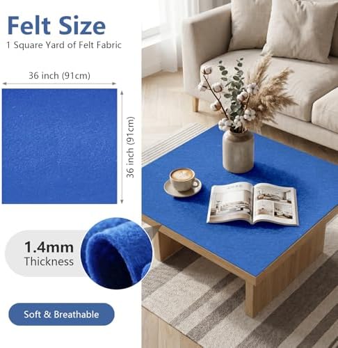 Royal Blue Felt Fabric 36'' X 36'', 1.4mm Large Felt Sheets Soft Durable Crafts