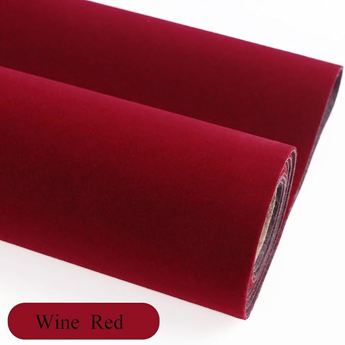 Wine Red Self Adhesive Soft Velvet Drawer Liner DIY Fabric Felt Liner