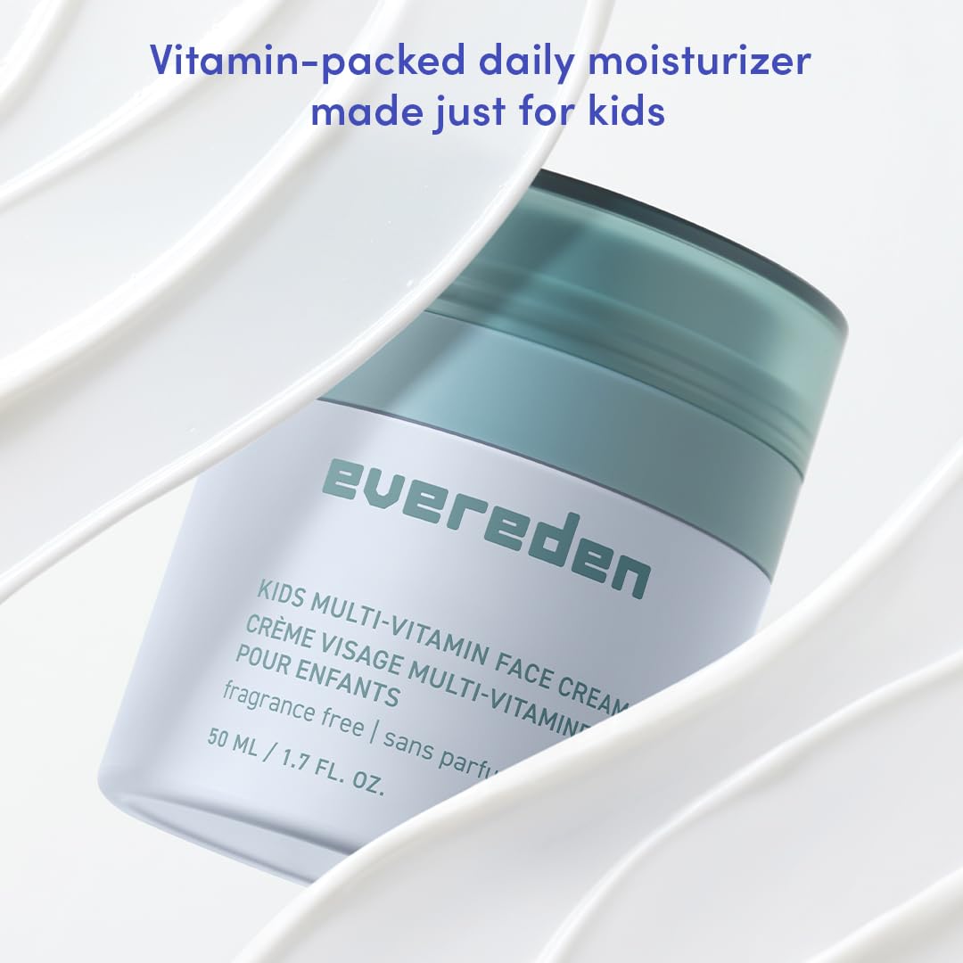 Evereden Fragrance-Free Kids Face Cream: 1.7 oz. | Unscented Face Lotion | Clean and Non-Toxic Face Moisturizer | Multi-Vitamin Unscented Skin Care for Kids