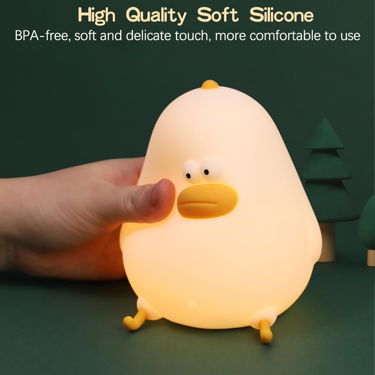 Night Light for Kids, Cute Silicone Nursery Chick Lamp for Baby and Toddler, Animal Night Light for Boys and Girls, Squishy Bedside Lamp for Kids Room