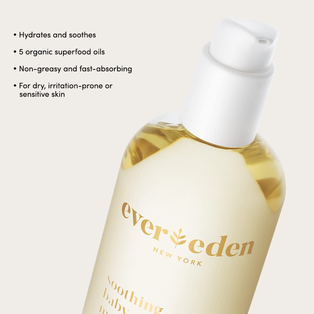 Evereden Soothing Baby Massage Oil 10.1 fl oz. | Clean Baby Care | Non-toxic and Fragrance Free | Clean Ingredients