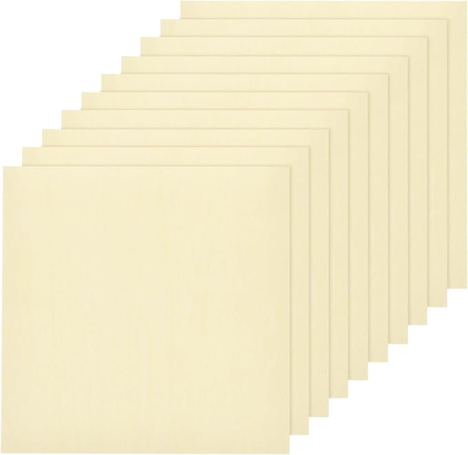 MECCANIXITY 10pcs Basswood Sheet 4 x 4 x 1/8 Inch Unfinished Wood Boards Plywood