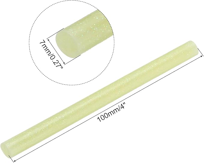 uxcell Mini Hot Glue Sticks for Glue Gun 7mm x 100mm Glitter Yellow 12pcs