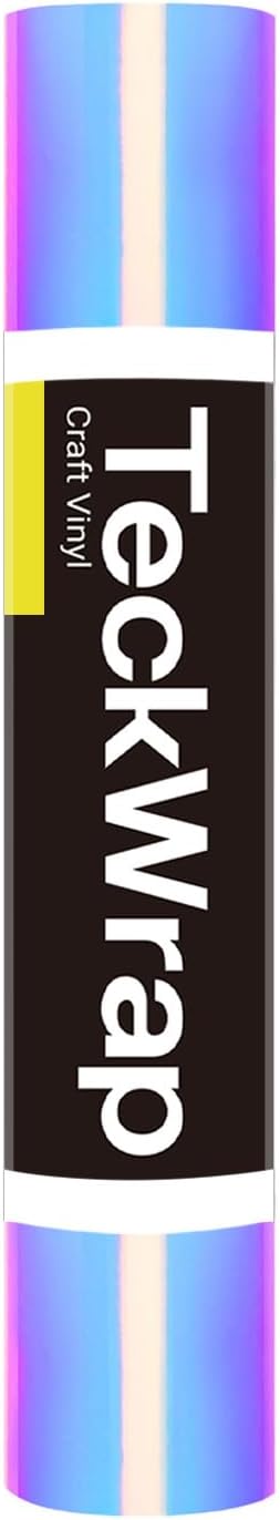 TECKWRAP Holographic Chrome Vinyl Permanent Adhesive 12" x 60", Opal White