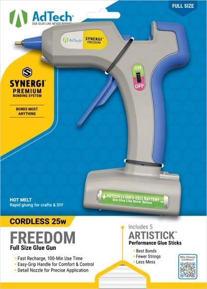 AdTech Freedom Cordless Hot Glue Gun – Rechargeable 25W Glue Gun