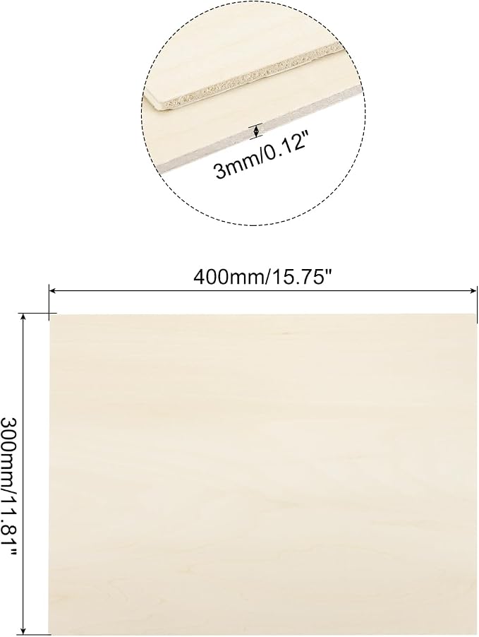 MECCANIXITY 3pcs Basswood Sheets 12 x 16 x 1/8 Inch Unfinished Wood Boards