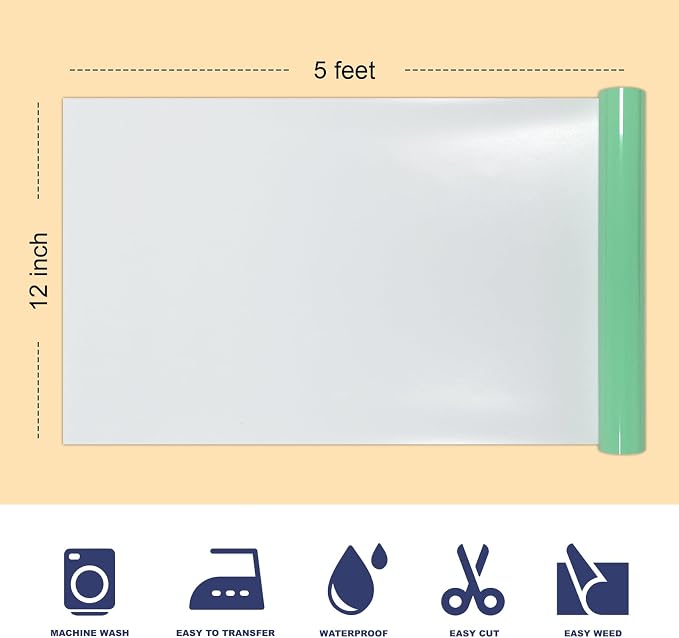 Puff Heat Transfer Vinyl, 12in X 5ft Iron on Vinyl | 3D Puff, Wash No Fade