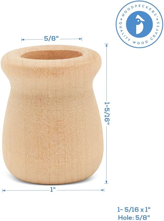 Bean Pot Candle Cups, 1-5/16 Inch, 5/8 Inch Hole, Wood Turnings