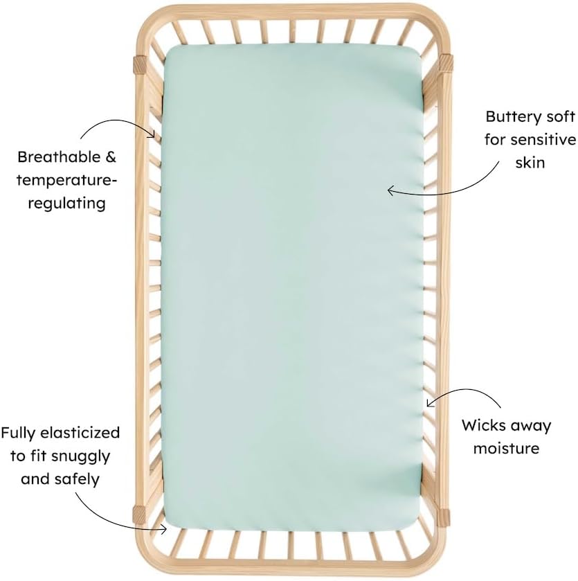 Kyte Baby Soft Crib Sheet - Standard Fitted Crib Sheet Made with Rayon from Bamboo, Ultra-Gentle and Breathable (Sage)