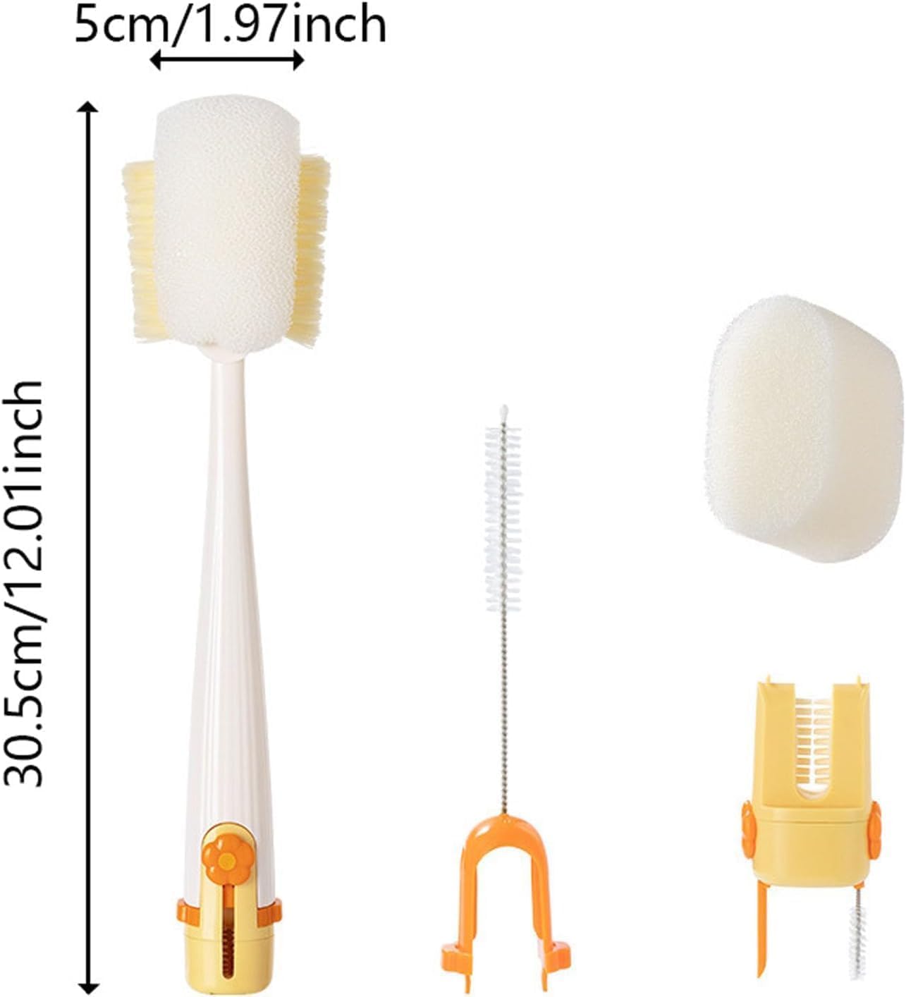5 in 1 Bottle Cleaning Brush Set, 5‑in‑1 Multifunctional Bottle Cleaning Brush Set, Straw, Lid, Gap & Cup Brushes for Travel and Home Use (Green+Yellow)