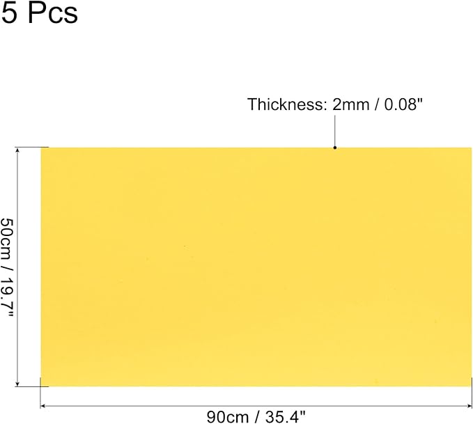MECCANIXITY EVA Foam Sheets Gold Yellow 35.4 Inch x 19.7 Inch 2mm Thick Crafts