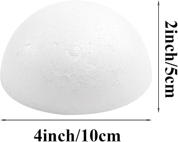Crafjie 14PCS 4 Inchs Half Foam Balls White Half Round Polystyrene Foam Balls