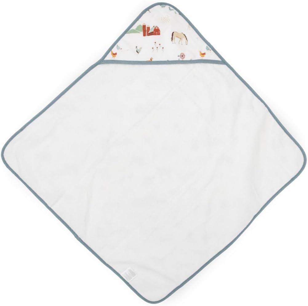 Little Unicorn Premium Infant Hooded Bath Towel| Soft & Absorbent Cotton & Terry Fabric for Newborns (Farmyard)