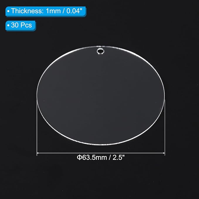 PATIKIL 2.5" Dia. Acrylic Circles, 30 Pack Round Clear Plastic Sheet Ornament