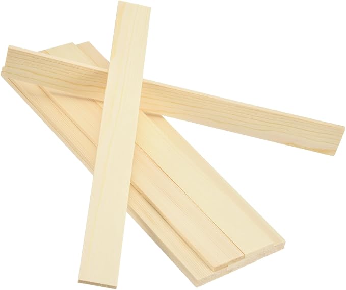 MECCANIXITY 10Pcs Wood Strips Slats, 5/32" x 1‑1/4" x 12" Thin Wood Sticks Flat